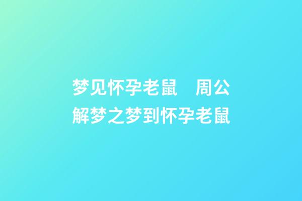 梦见怀孕老鼠　周公解梦之梦到怀孕老鼠
